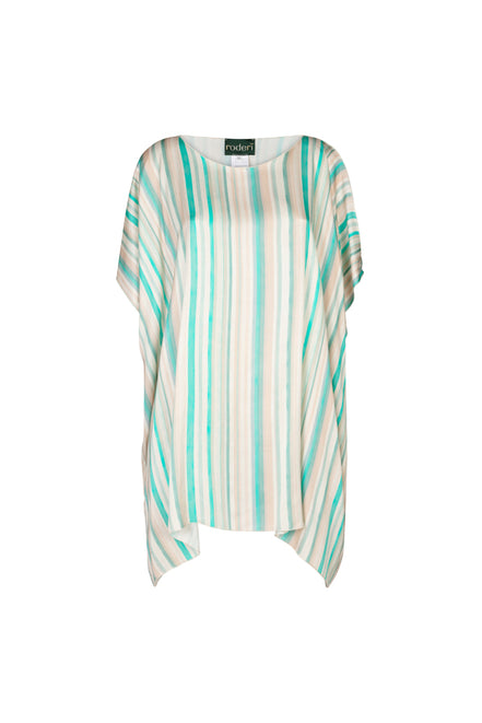 India Shirt in Beige and Green Stripe