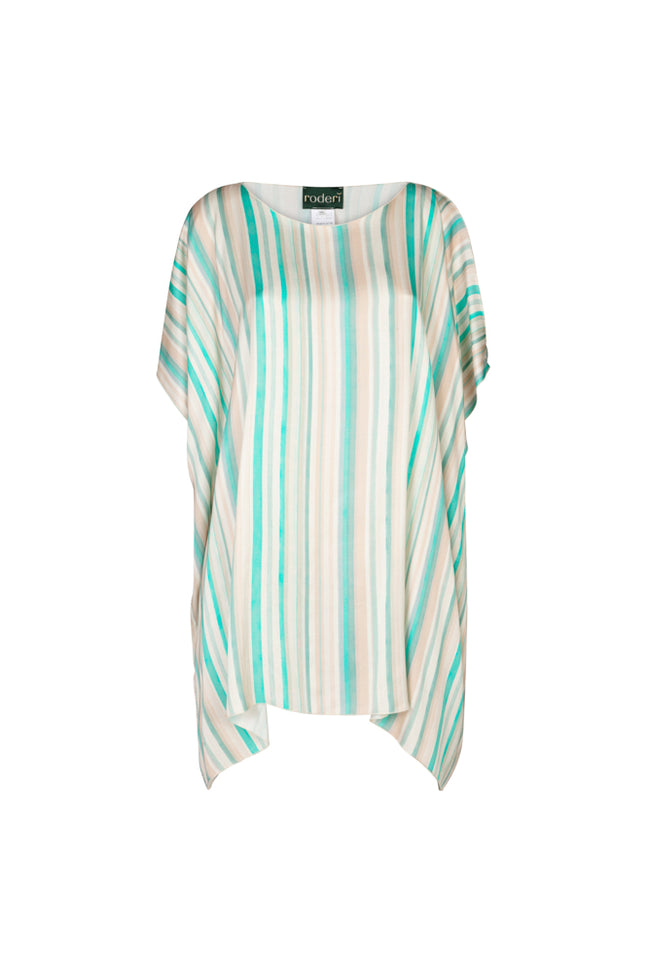 India Shirt in Beige and Green Stripe