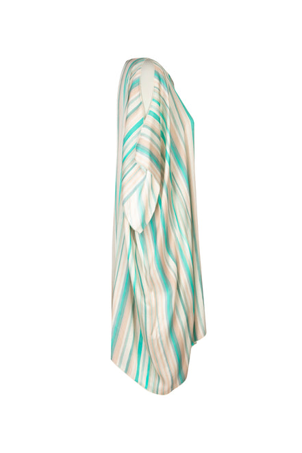 India Shirt in Beige and Green Stripe