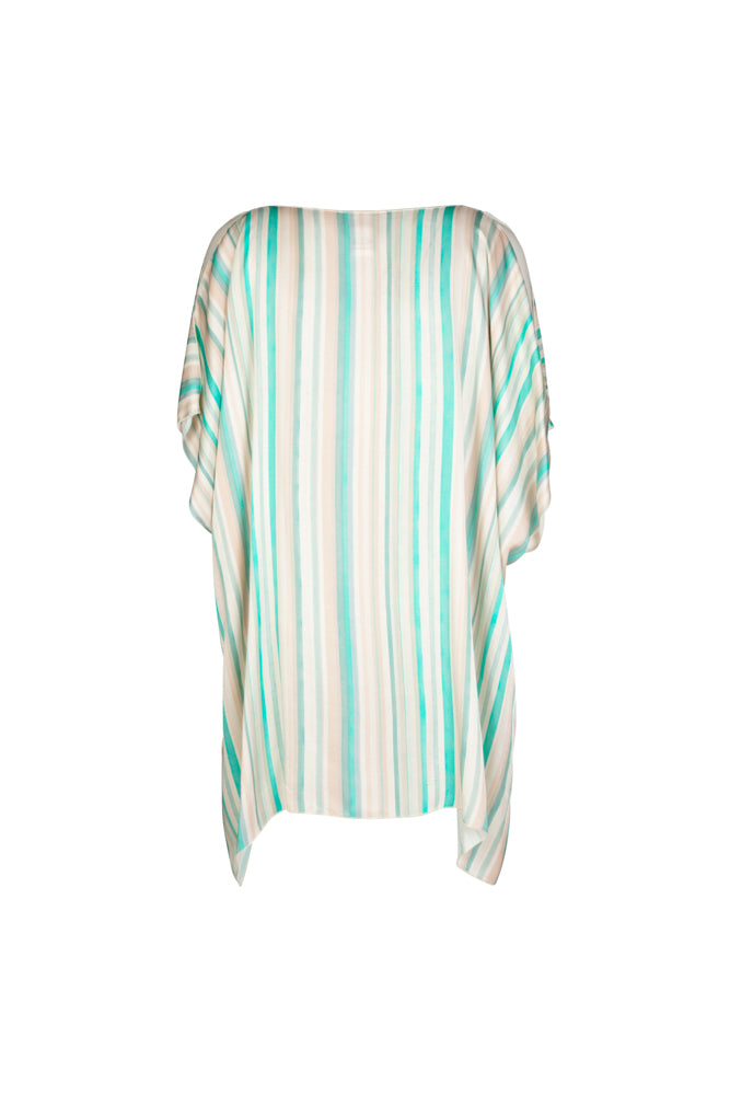 India Shirt in Beige and Green Stripe