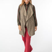 Camicia London a righe rosse su verde muschio