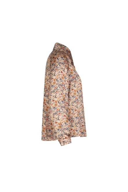 Camicia donna London corta in satin di viscosa stampa fiori