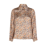 Camicia donna London corta in satin di viscosa stampa fiori