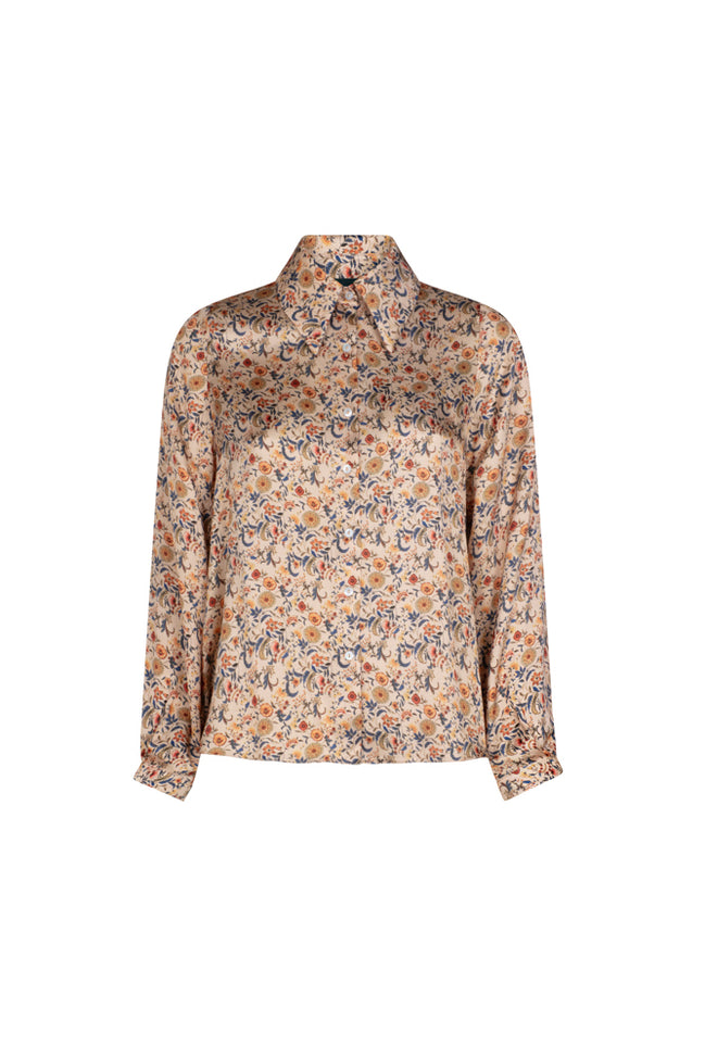 Camicia donna London corta in satin di viscosa stampa fiori