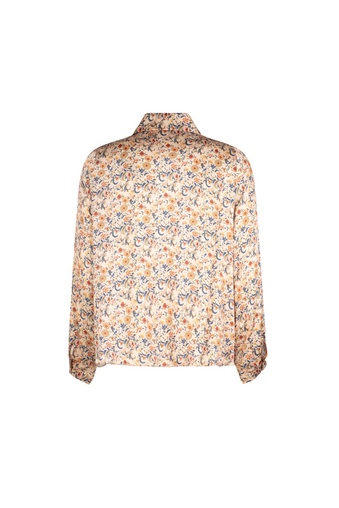 Camicia donna London corta in satin di viscosa stampa fiori