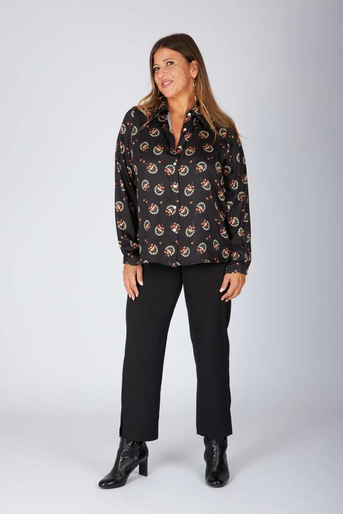 Camicia London stampa nera mattone