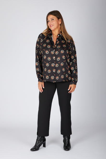 Camicia London stampa nera mattone