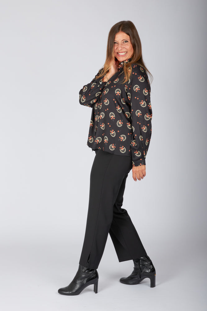 Camicia London stampa nera mattone