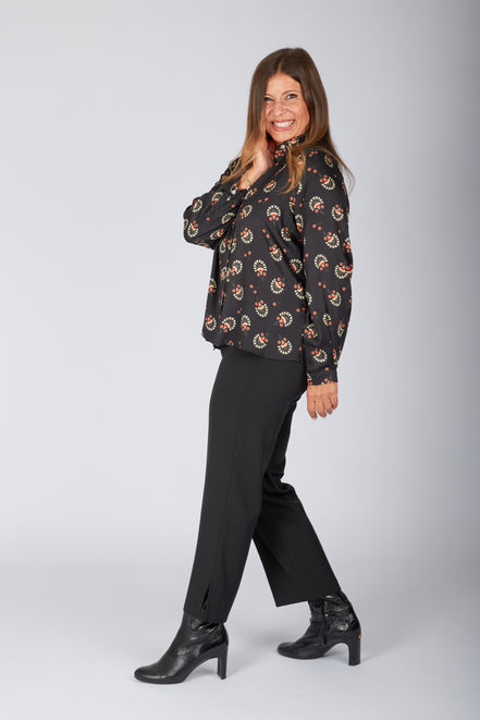 Camicia London stampa nera mattone