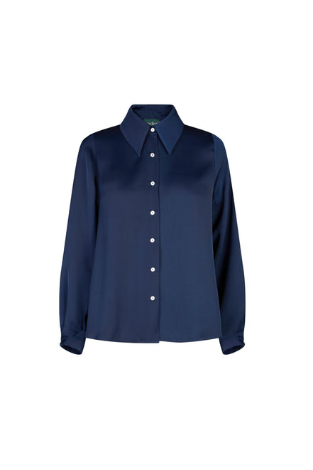 Camicia London techno satin blu