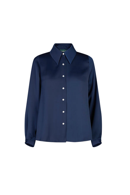 Camicia London techno satin blu