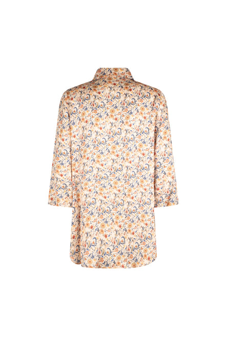 Camicia  Milano satin di viscosa stampa fiori crema