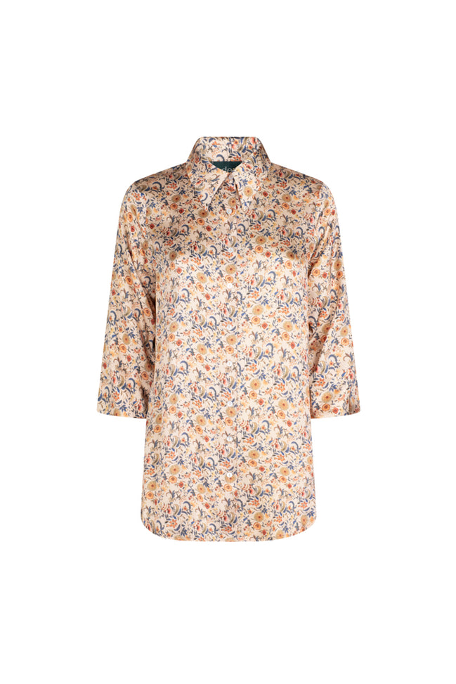 Camicia  Milano satin di viscosa stampa fiori crema