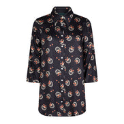 Camicia donna Milano over in satin di viscosa stampa nera