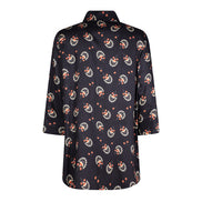 Camicia donna Milano over in satin di viscosa stampa nera
