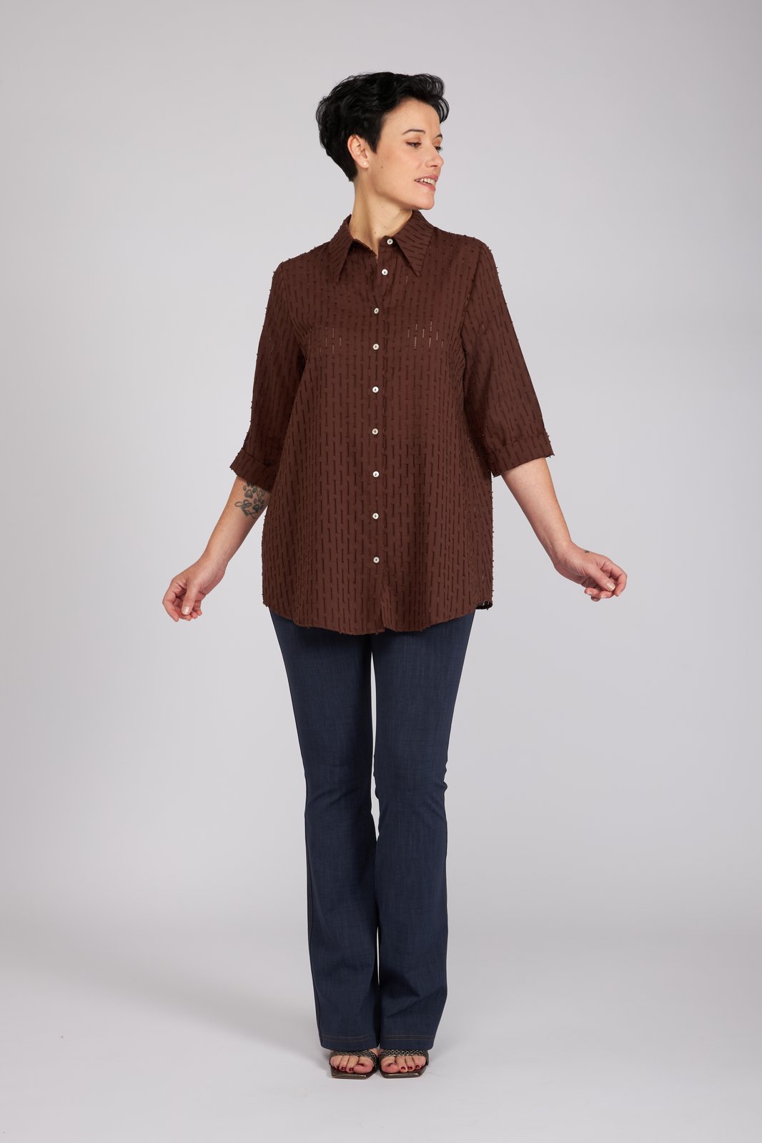 Camicia Milano in garza cioccolato
