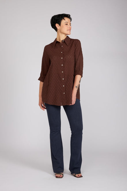Camicia Milano in garza cioccolato