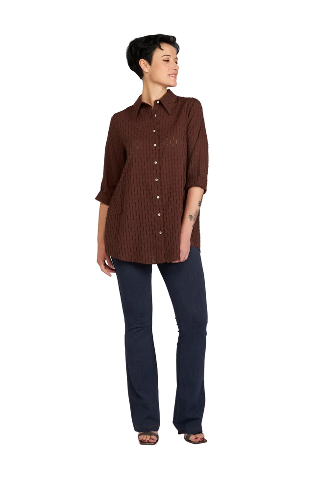 Camicia Milano in garza cioccolato