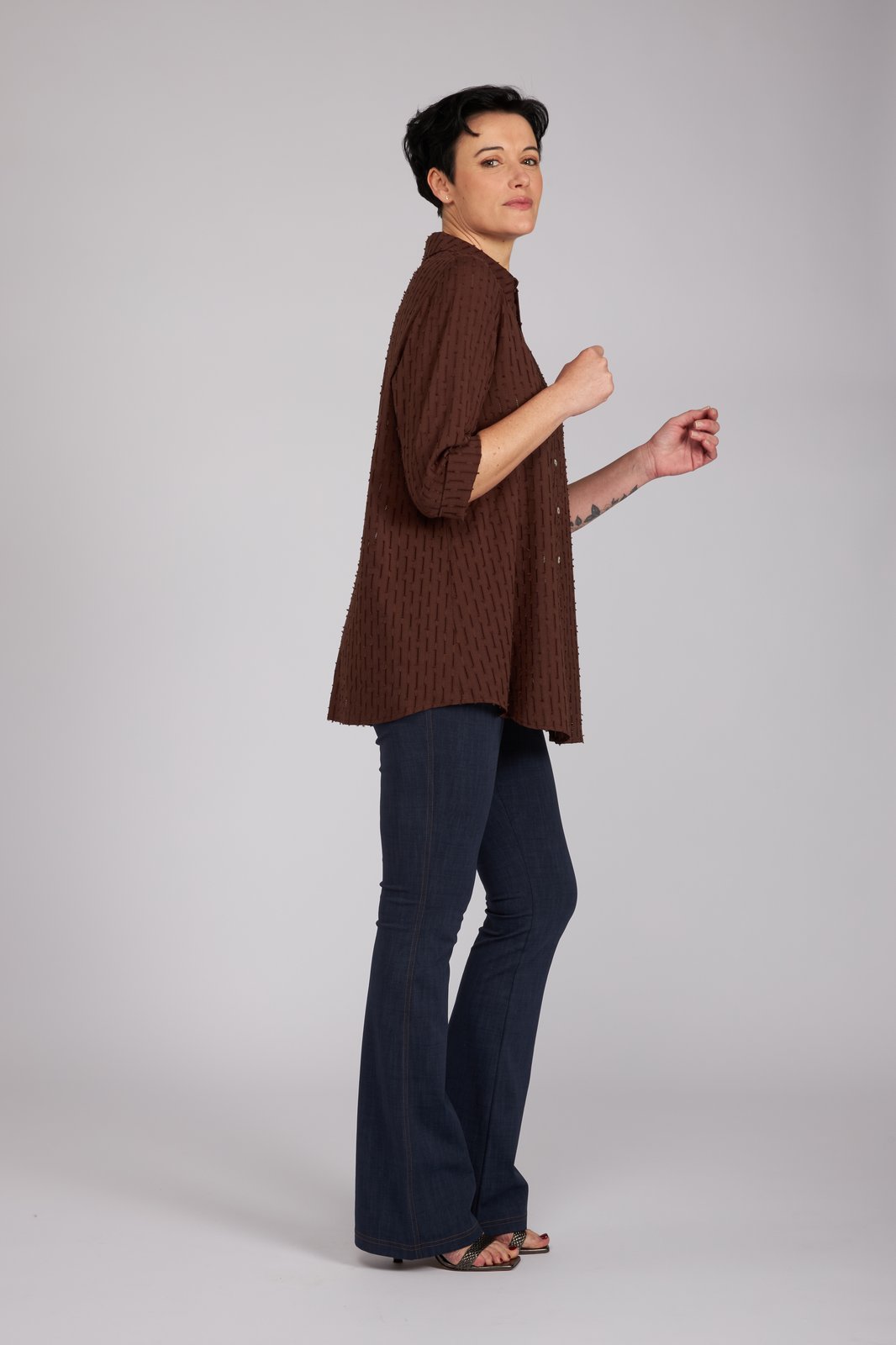 Camicia Milano in garza cioccolato