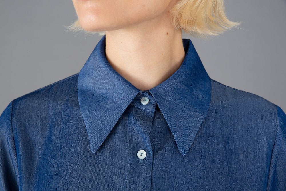 Camicia Milano in satin effetto jeans