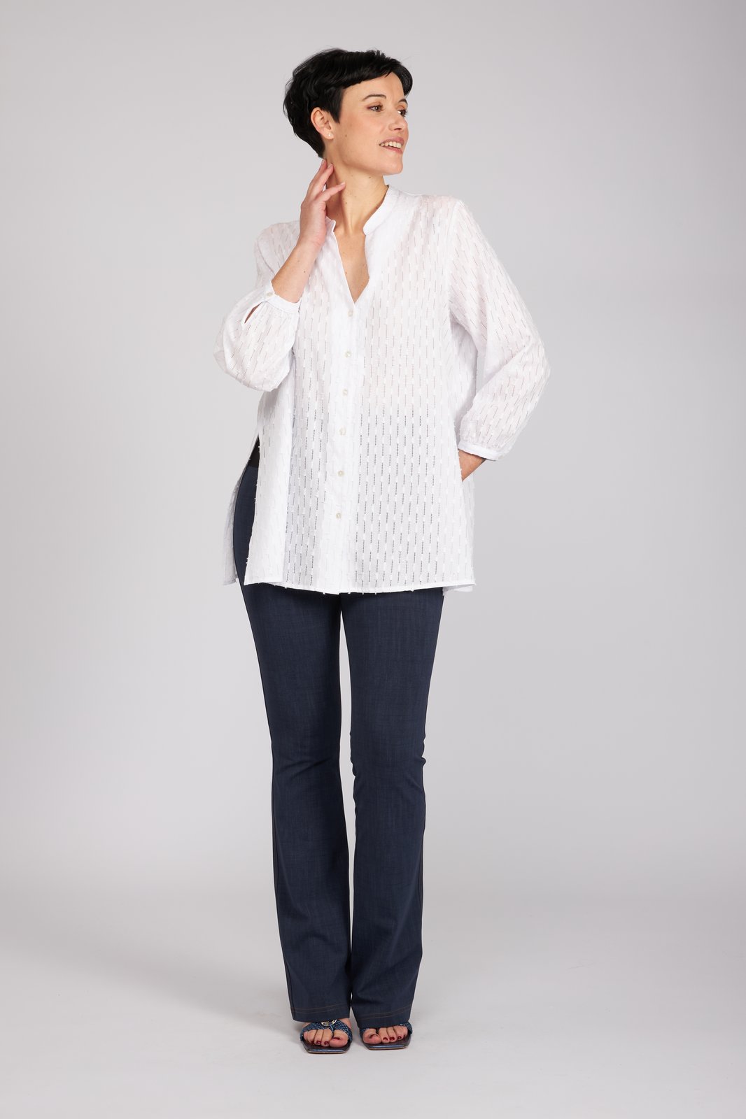 Camicia new Vulcano in garza bianca