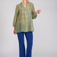 Camicia new Vulcano stampa fantasia blu verde