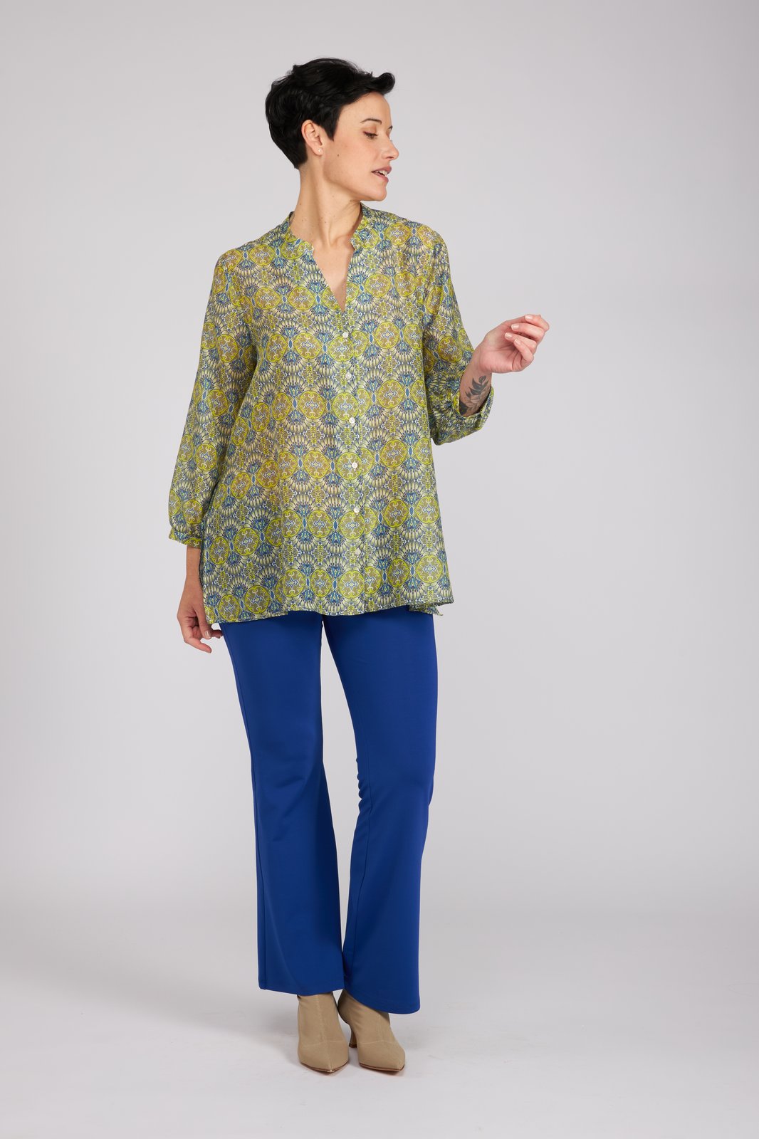 Camicia new Vulcano stampa fantasia blu verde