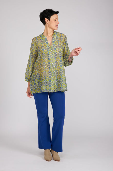 Camicia new Vulcano stampa fantasia blu verde