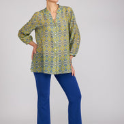Camicia new Vulcano stampa fantasia blu verde