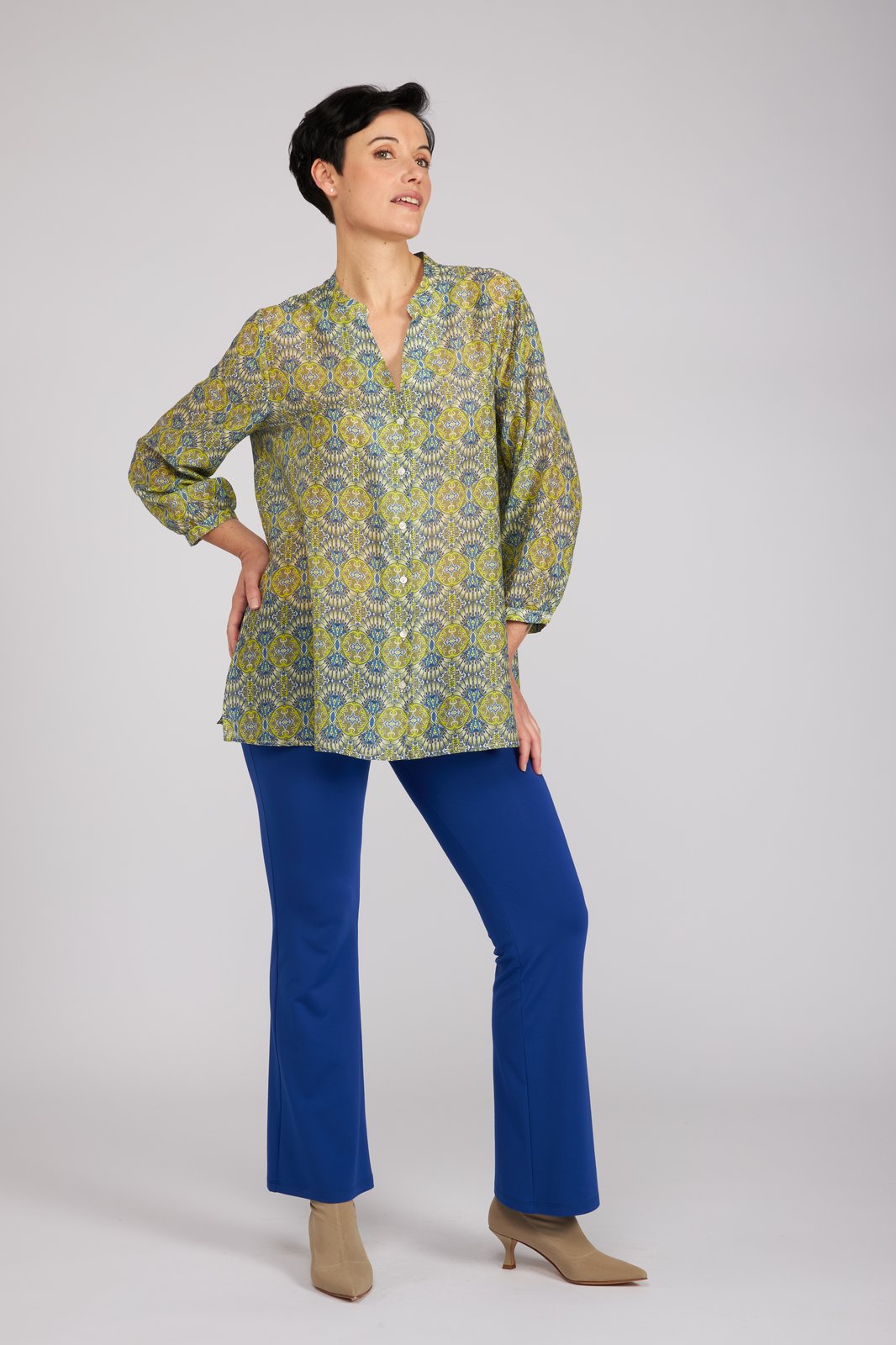 Camicia new Vulcano stampa fantasia blu verde