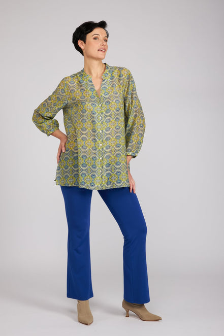 Camicia new Vulcano stampa fantasia blu verde