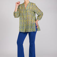 Camicia new Vulcano stampa fantasia blu verde