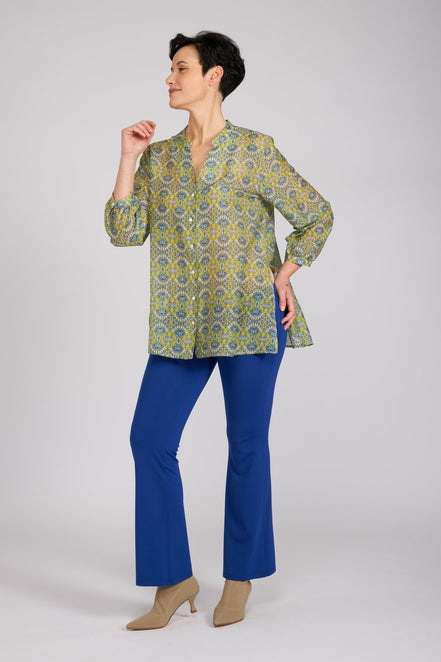 Camicia new Vulcano stampa fantasia blu verde