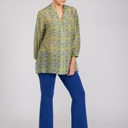 Camicia new Vulcano stampa fantasia blu verde