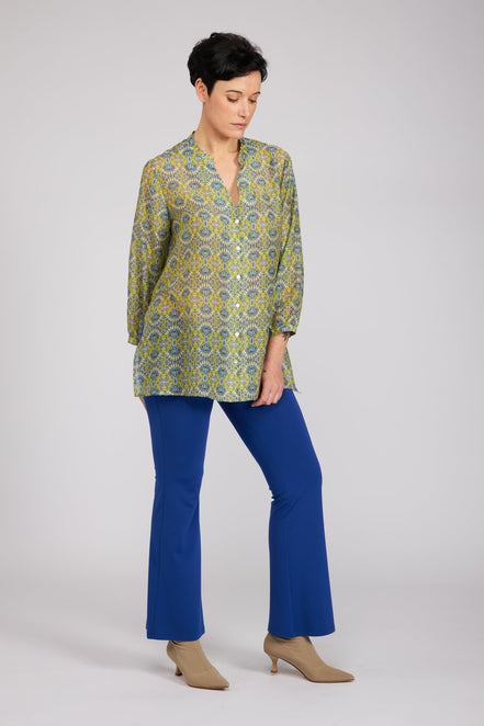 Camicia new Vulcano stampa fantasia blu verde