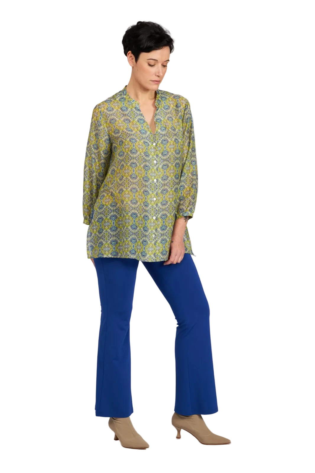 Camicia new Vulcano stampa fantasia blu verde
