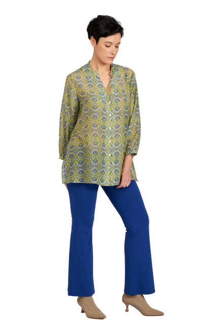 Camicia new Vulcano stampa fantasia blu verde