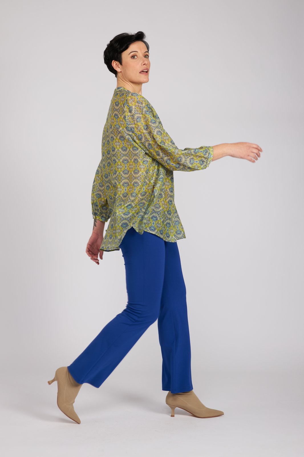Camicia new Vulcano stampa fantasia blu verde