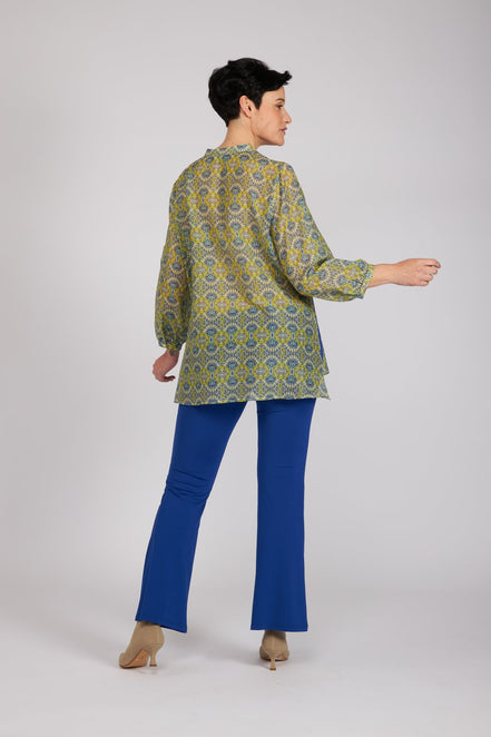 Camicia new Vulcano stampa fantasia blu verde