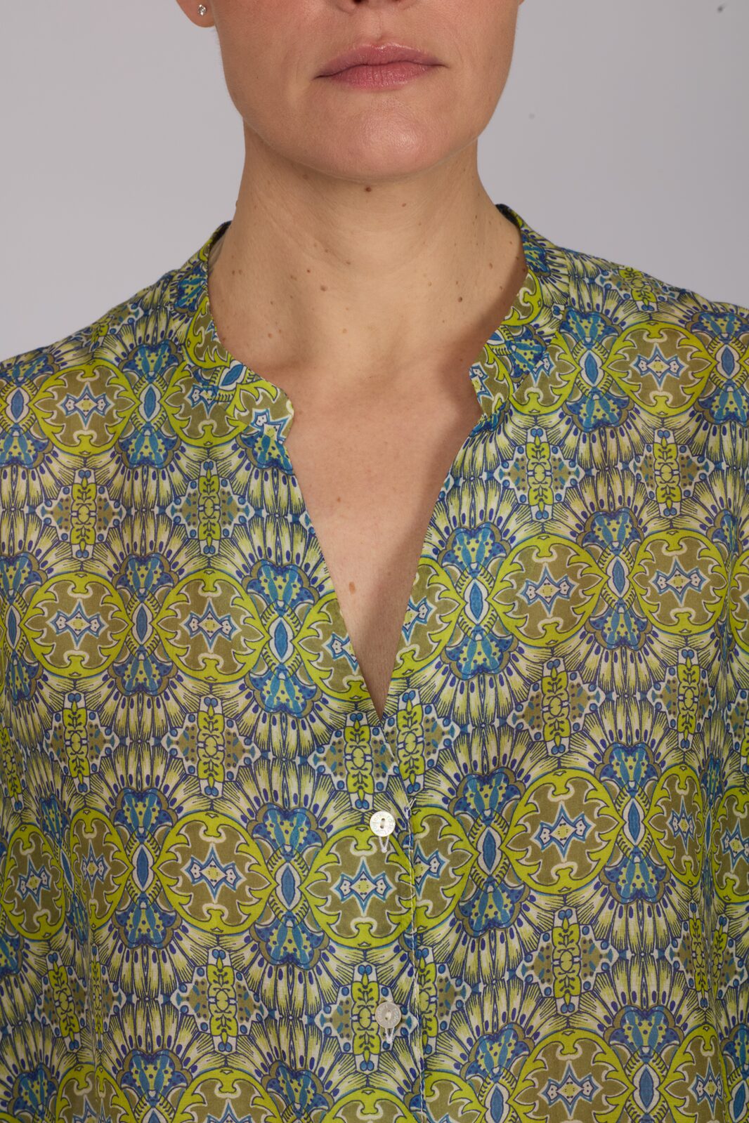 Camicia new Vulcano stampa fantasia blu verde
