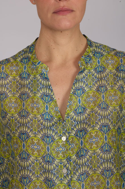 Camicia new Vulcano stampa fantasia blu verde