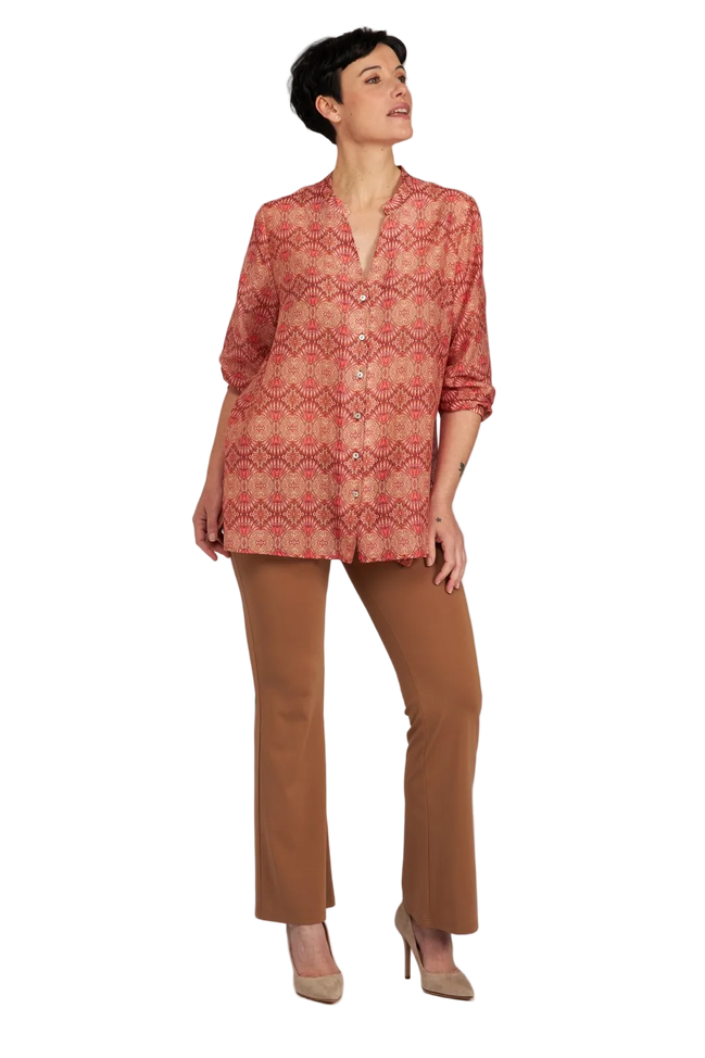 Camicia new Vulcano stampa fantasia rosa arancio