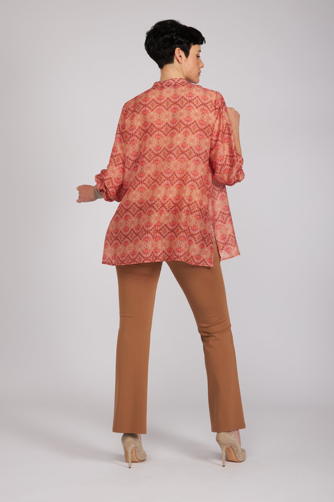 Camicia new Vulcano stampa fantasia rosa arancio