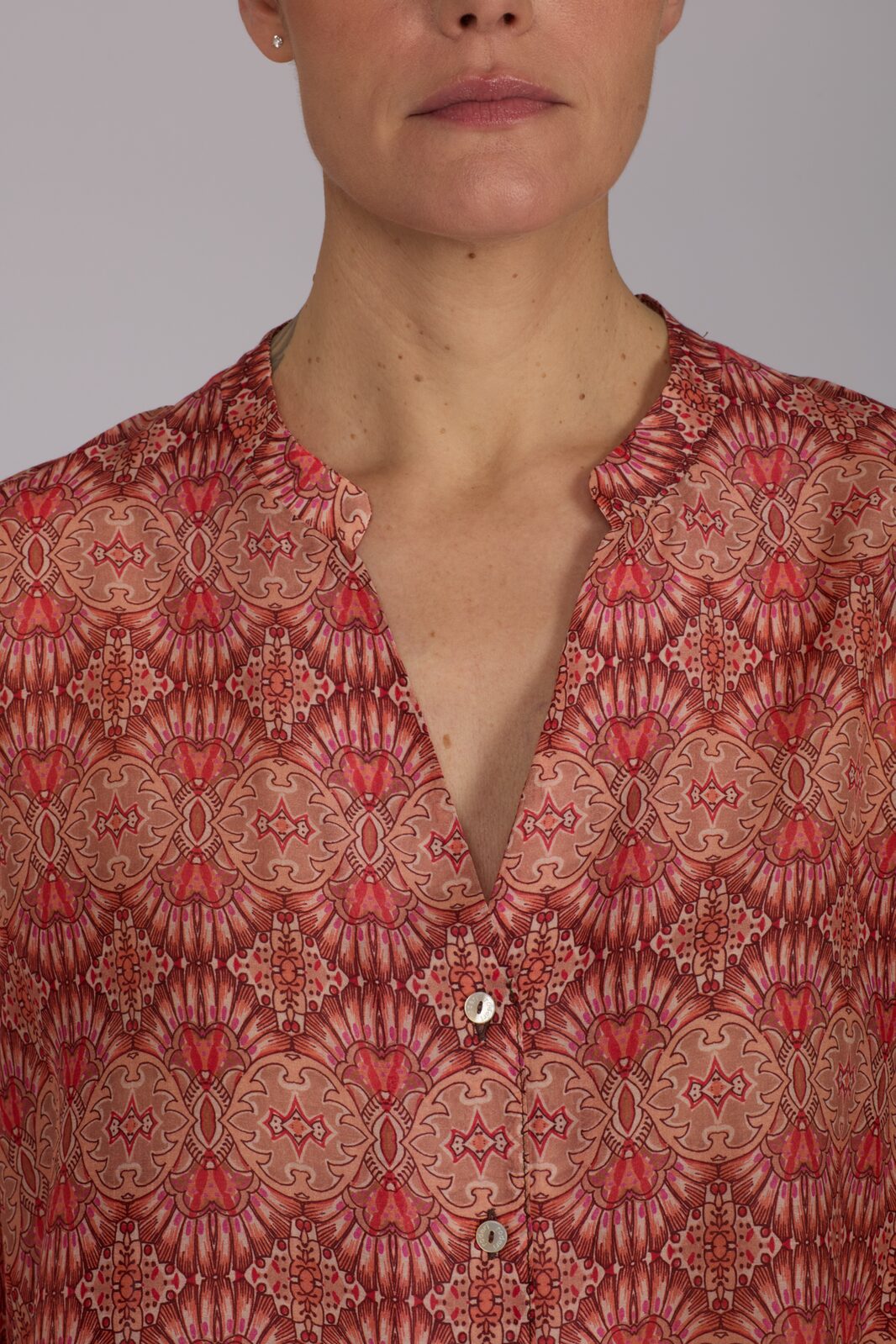 Camicia new Vulcano stampa fantasia rosa arancio