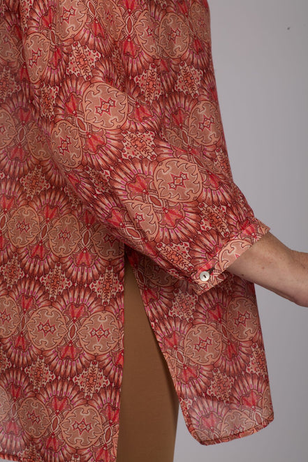 Camicia new Vulcano stampa fantasia rosa arancio