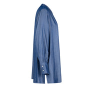 Camicia donna NY over in satin effetto jeans con scollo a V