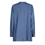 Camicia donna NY over in satin effetto jeans con scollo a V