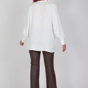 Camicia donna NY over in techno satin color latte