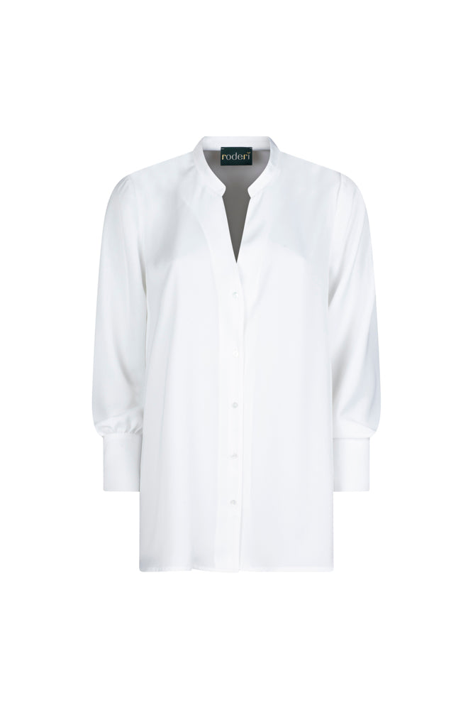 Camicia donna NY over in techno satin color latte