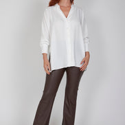 Camicia donna NY over in techno satin color latte